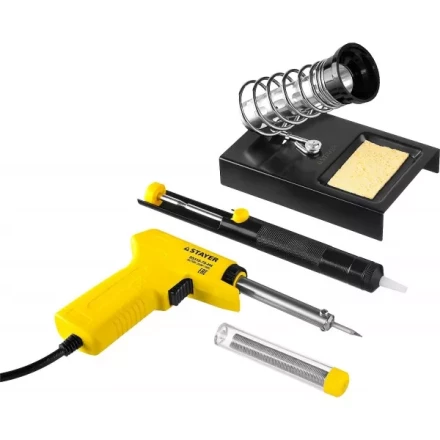 Набор для паяльных работ STAYER &quot;PROFI&quot; PROTerm, 55315-70-H4 паяльник 55307 + подставка + припой + шприц, 60 Вт 55315-70-H4 купить в Урае