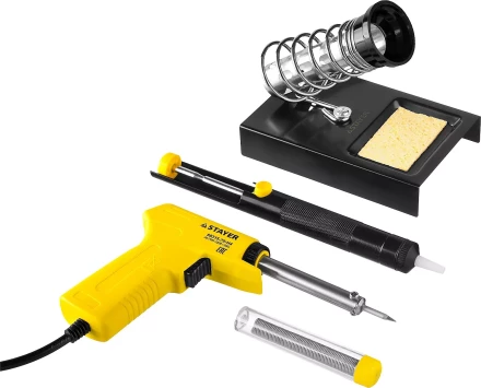 Набор для паяльных работ STAYER &quot;PROFI&quot; PROTerm, 55315-70-H4 паяльник 55307 + подставка + припой + шприц, 60 Вт 55315-70-H4 купить в Урае