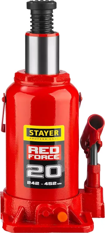 Домкрат гидравлический бутылочный "RED FORCE", 20т, 242-452 мм, STAYER 43160-20 43160-20_z01 купить в Урае