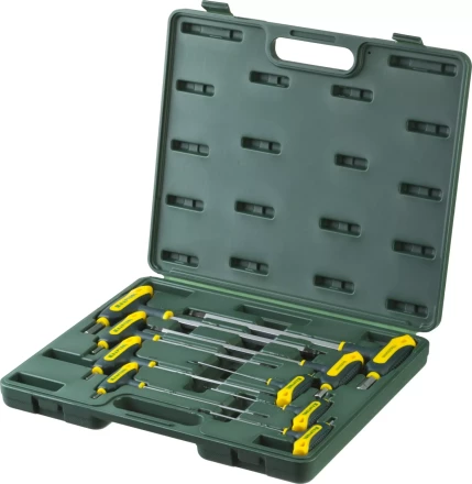 Набор KRAFTOOL Ключи &quot;INDUSTRIE&quot; имбусовые,Cr-Mo(S2),Т-образные, эргоном двухкомп рукоятка,HEX,с шариком,9 шт,в боксе 27454-H9 купить в Урае