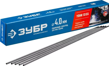 ЗУБР Д 4.0 х 450 мм, 5 кг в коробке, УОНИ 13/55 с основным покрытием, электрод сварочный, Профессионал (40025-4.0) купить в Урае