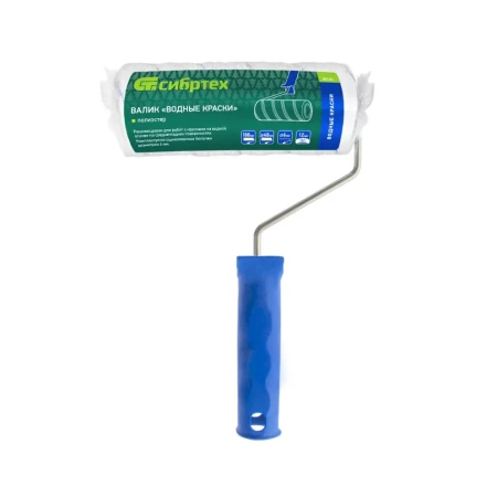 Валик &quot;Водные краски&quot;, 180 мм, ворс 12 мм, D - 48 мм, D ручки - 6 мм, полиэстер Сибртех 80186 купить в Урае