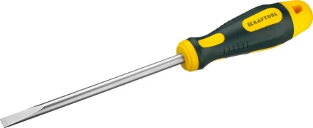 Отвертка KRAFTOOL, Cr-Mo-V сталь, двухкомпонентная противоскользящая рукоятка, SL, 8,0x150мм 250071-8.0-150 купить в Урае
