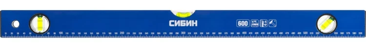 Уровень СИБИН коробчатый, 3 противоударных ампулы, измерительная линейка, 60см 34605-060 купить в Урае