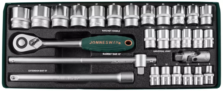 Набор головок торцевых 1/2"DR 8-34мм 28предметов S04Н4728S Jonnesway 47534 купить в Урае