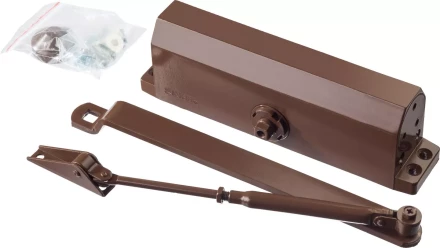 Доводчик дверной STAYER, для дверей массой до 100 кг, цвет коричневый 37917-100 купить в Урае