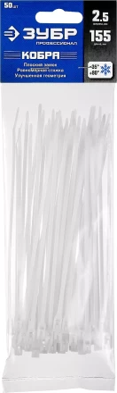 Кабельные стяжки белые КОБРА с плоским замком нейлоновые пакет серия ПРОФЕССИОНАЛ купить в Урае