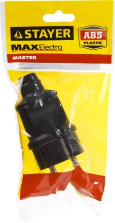 Вилка MAXElectro электрическая, 16А/220В, с заземлением, черная, STAYER 55160-B купить в Урае