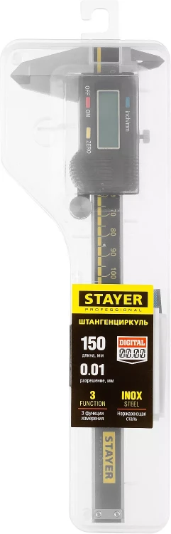 Штангенциркуль STAYER "MASTER" электронный, направляющая из композитных матер. на основе углеродного волокна, пластик корпус, шаг измерения 0,1, 150мм 34411-150 купить в Урае