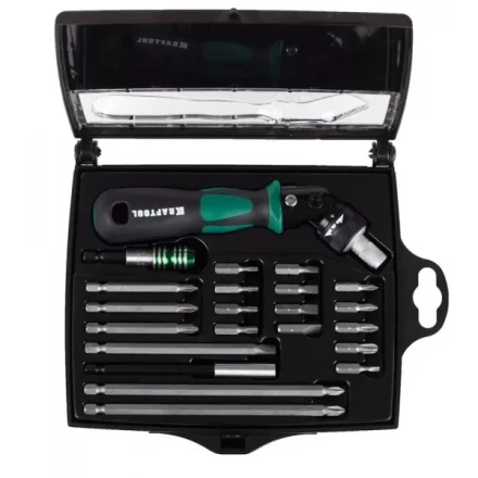 Отвертка KRAFTOOL &quot;EXPERT&quot;, реверсивно-рычажная, с битами и головками, 22шт 25555-H22 купить в Урае