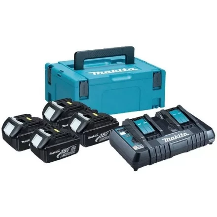 Набор 4 аккумулятора Makita BL 1850B 198312-4, 5 Ач и Зарядное устройство DC 18 RD в MakPac купить в Урае