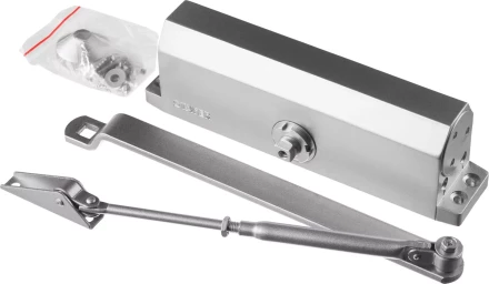 Доводчик дверной STAYER, для дверей массой до 100 кг, цвет серебро 37915-100 купить в Урае