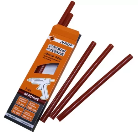 Стержень клеевой 11х190мм ЭНКОР 434 5шт красный 50434 купить в Урае