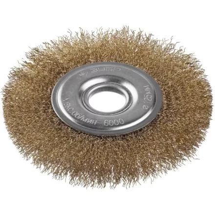 ЗУБР &quot;ПРОФЕССИОНАЛ&quot;. Щетка дисковая для УШМ, витая стальная латунированная проволока 0,3мм, 125х22мм 35187-125_z01 купить в Урае