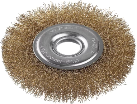 ЗУБР &quot;ПРОФЕССИОНАЛ&quot;. Щетка дисковая для УШМ, витая стальная латунированная проволока 0,3мм, 125х22мм 35187-125_z01 купить в Урае