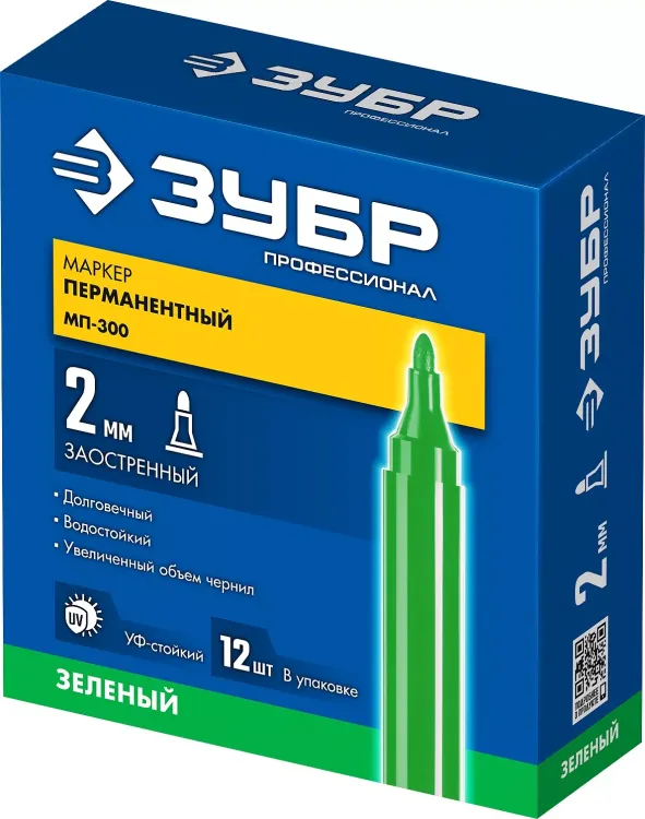 ЗУБР МП-300 зеленый, 2 мм перманентный маркер (06322-4) купить в Урае