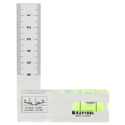 Угольник-уровень KRAFTOOL &quot;PRO&quot; &quot;CRYSTAL&quot;, 1 ампула, шкала 60мм 1-34867 купить в Урае