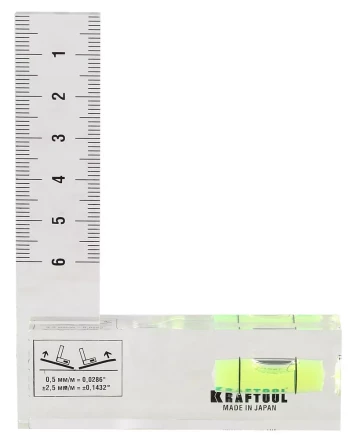 Угольник-уровень KRAFTOOL &quot;PRO&quot; &quot;CRYSTAL&quot;, 1 ампула, шкала 60мм 1-34867 купить в Урае