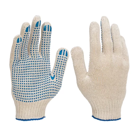 Перчатки трикотажные усиленные, с ПВХ точкой, 7 класс вязки Россия 677725 купить в Урае