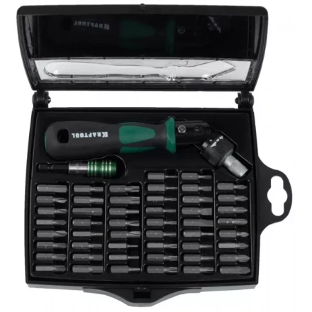 Отвертка KRAFTOOL &quot;EXPERT&quot;, реверсивно-рычажная, с битами и головками, 52шт 25555-H52 купить в Урае