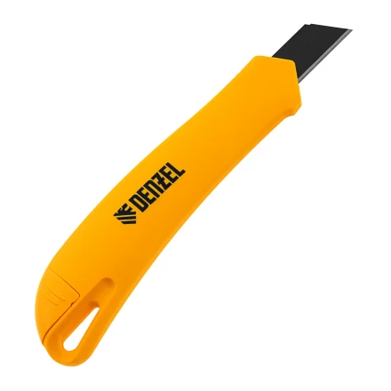 Нож Denzel, 18 мм, сменное лезвие, SK4, облегченный корпус, нажимной фиксатор, 78941 купить в Урае