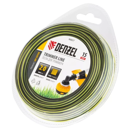 Леска для триммера двухкомпонентная квадратная, 2,0мм х 15м, блистер SkyCutter Denzel 96837 купить в Урае