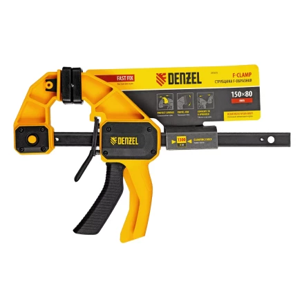 Струбцина F-образная Denzel, быстрозажимная, 150 х 80 мм, усиленный нейлоновый корпус 20505 купить в Урае