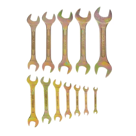 Набор ключей рожковых Сибртех 15281, 6-32 мм, 12 шт, желтый цинк купить в Урае