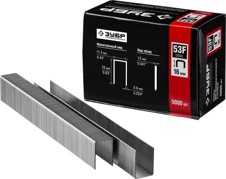 Скобы тип 53F, 16 мм, особотвердые, ЗУБР &quot;ПРОФЕССИОНАЛ&quot; 31950-16, 5000 шт 31950-16 купить в Урае