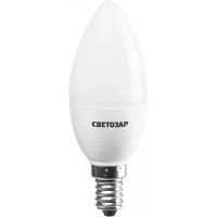 Лампа СВЕТОЗАР светодиодная "LED technology", цоколь Е14(миньон), яркий белый свет (4000К), 220В, 5Вт (45), свеча 44503-40_z01