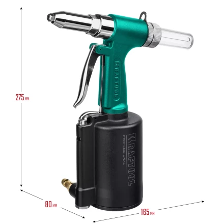 Заклепочник пневматический KRAFTOOL, корпус из алюминия, для заклепок из нержавеющей стали, 2,4-3,2-4-4,8мм 31184 купить в Урае