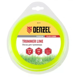 Леска для триммера круглая 2,4 мм х 44 м блистер Flex cord Denzel 96119