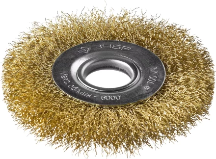 ЗУБР &quot;ПРОФЕССИОНАЛ&quot;. Щетка дисковая для УШМ, витая стальная латунированная проволока 0,3мм, 100х22мм 35187-100_z01 купить в Урае