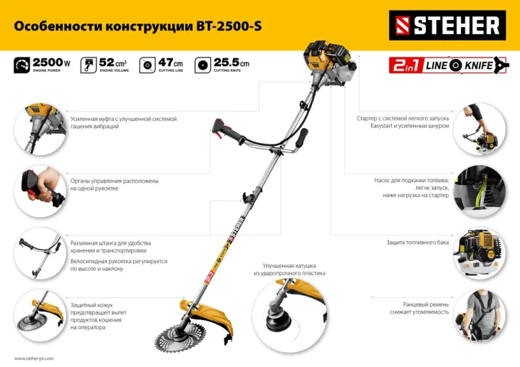 STEHER 2.5 кВт, бензиновый триммер (BT-2500-S) купить в Урае