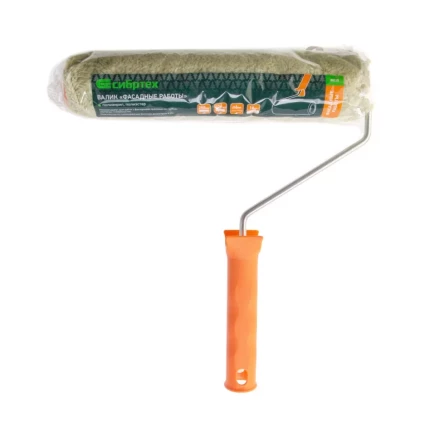 Валик &quot;Фасадные работы&quot;, 250 мм, ворс 18 мм, D 36 мм, D ручки - 6 мм, полиакрил, полиэстер Сибртех 80225 купить в Урае