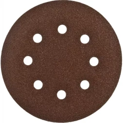 Круг шлифовальный ЗУБР "СТАНДАРТ" из абразивной бумаги на велкро основе, 6 отв., Р80, 150мм, 5шт 35350-150-080
