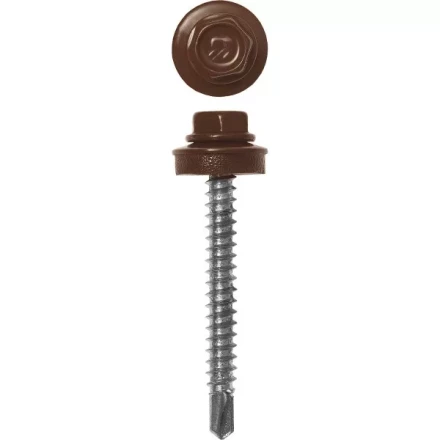Саморезы ЗУБР &quot;ПРОФЕССИОНАЛ&quot; окраш., RAL 8017 шокол.-коричн., для крепл. кров. матер. к дерев. обреш., 4.8x35мм, 380шт 4-300315-48-035-8017 купить в Урае