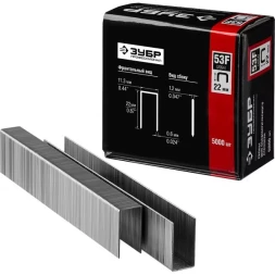 Скобы тип 53F, 22 мм, особотвердые, ЗУБР "ПРОФЕССИОНАЛ" 31950-22, 5000 шт 31950-22