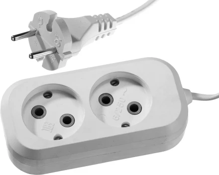 Удлинитель СИБИН электрический, ШВВП сечение 0,75кв мм, 2 гнезда, макс мощн 1300Вт, 3м 55091-3 купить в Урае