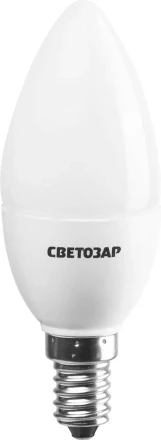Лампа СВЕТОЗАР светодиодная &quot;LED technology&quot;, цоколь Е14, теплый белый свет (2700К), 220В, 5Вт (45), свеча 44500-40_z01 купить в Урае