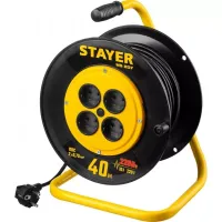 Удлинитель на катушке "MS 207", 40 м, 2200 Вт, 4 гнезда, ПВС 2x0,75 мм2, STAYER 55073-40