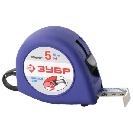 Рулетка ЗУБР &quot;СТАНДАРТ&quot;, корпус с резиновым напылением, 5м/19мм 34016-5 купить в Урае