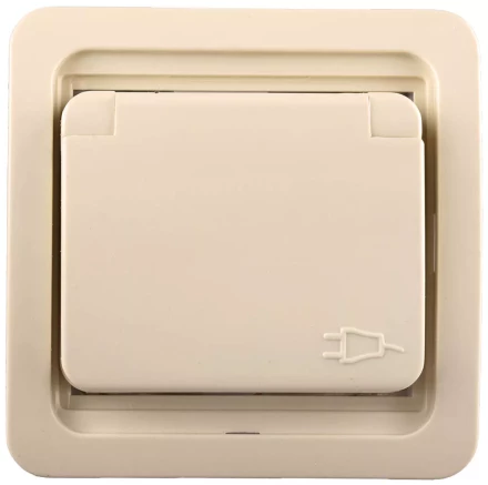 Розетка СВЕТОЗАР &quot;ГАММА&quot; одинарная с крышкой, с заземлением, цвет бежевый,16А/~250В SV-54110-B купить в Урае