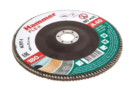 Круг Лепестковый Торцевой (КЛТ) HAMMER КЛТ 1 Ф180х22 Р40 213-030 купить в Урае