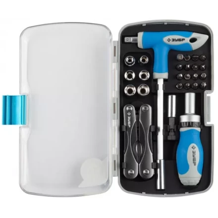 Набор  ЗУБР &quot;ЭКСПЕРТ&quot; универсальный, слесарно-монтажный и многофункциональный инструмент в пластмассовом боксе, 35предм 25290-H35 купить в Урае