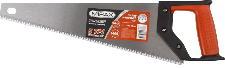 Ножовка по дереву (пила) MIRAX Universal 400 мм, 5 TPI, рез вдоль и поперек волокон, для крупных и средних заготовок 1502-40_z01 купить в Урае