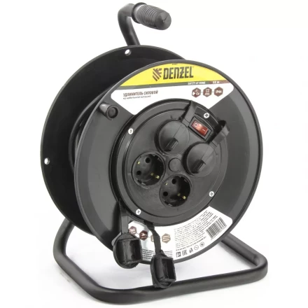 Удлинитель силовой на кабельной катушке 25м 4 розетки с крышкой IP44 16А серия УХз16 DENZEL 95907 купить в Урае
