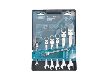 Набор ключей комбинированных с трещоткой, 8 - 19 мм, 7шт., шарнирные, CrV GROSS 14891 купить в Урае