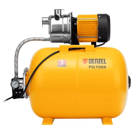 Насосная станция Denzel 97311, PSL1100X, 1100 Вт, 3600 л/ч, ресивер 50 л, подъем 45 м, нержавейка купить в Урае