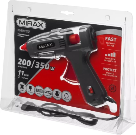 Пистолет клеевой (термоклеящий) электрический, MIRAX 06807, 200Вт/350Вт, 220В, 11мм 06807 купить в Урае